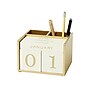 Martha Stewart 2-Compartment MDF Pencil Cup with Perpetual Calendar, Ivory/Gold (MS103J)~#|#~sp116854407_sc7