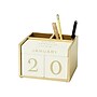 Martha Stewart 2-Compartment MDF Pencil Cup with Perpetual Calendar, Ivory/Gold (MS103J)~#|#~sp116854414_sc7