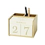 Martha Stewart 2-Compartment MDF Pencil Cup with Perpetual Calendar, Ivory/Gold (MS103J)~#|#~sp116854443_sc7