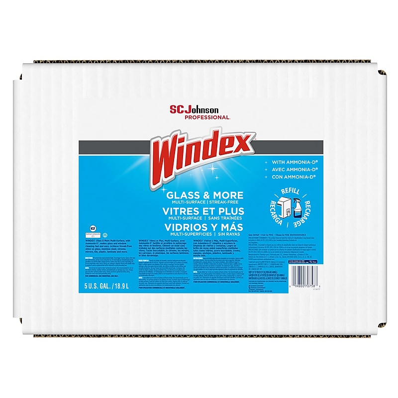 Windex Glass & More Cleaner with Ammonia-D, Unscented, 5 gal. Bag-in-Box Dispenser (696502) image 1