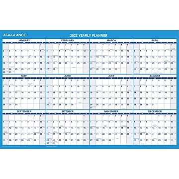 2022 AT-A-GLANCE 24.25" x 36.5" Yearly Calendar, White/Blue (PM200-28-22)