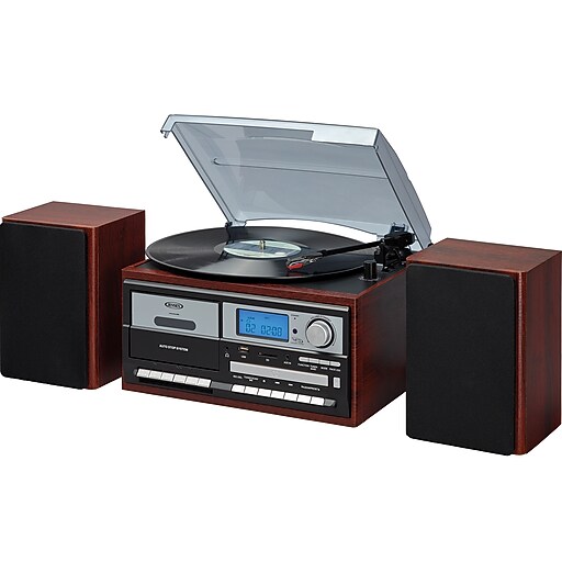 Jensen Turntable MP3 CD System with Cassette Player/Recorder and AM/FM