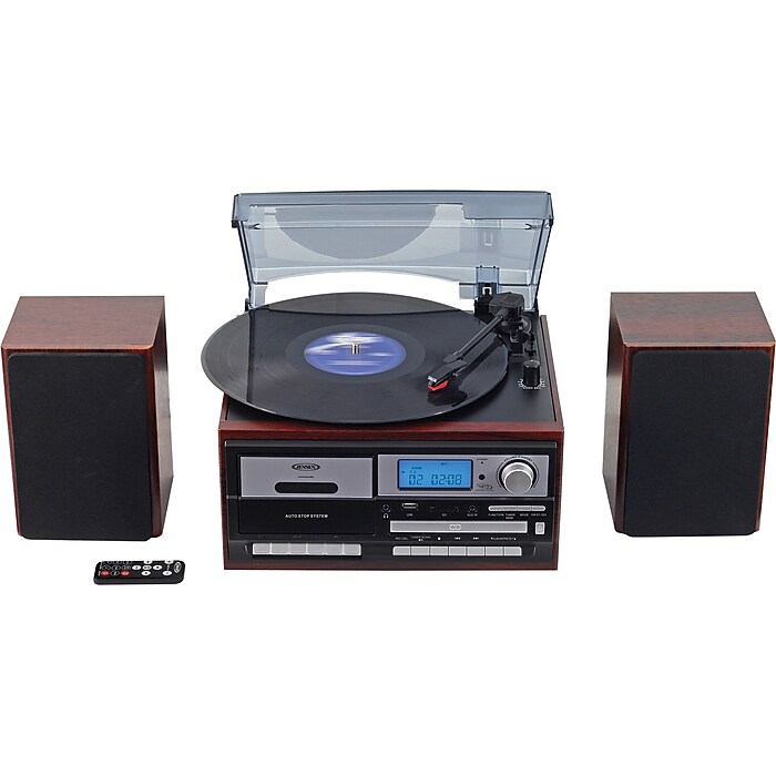 Jensen Turntable MP3 CD System with Cassette Player/Recorder and
