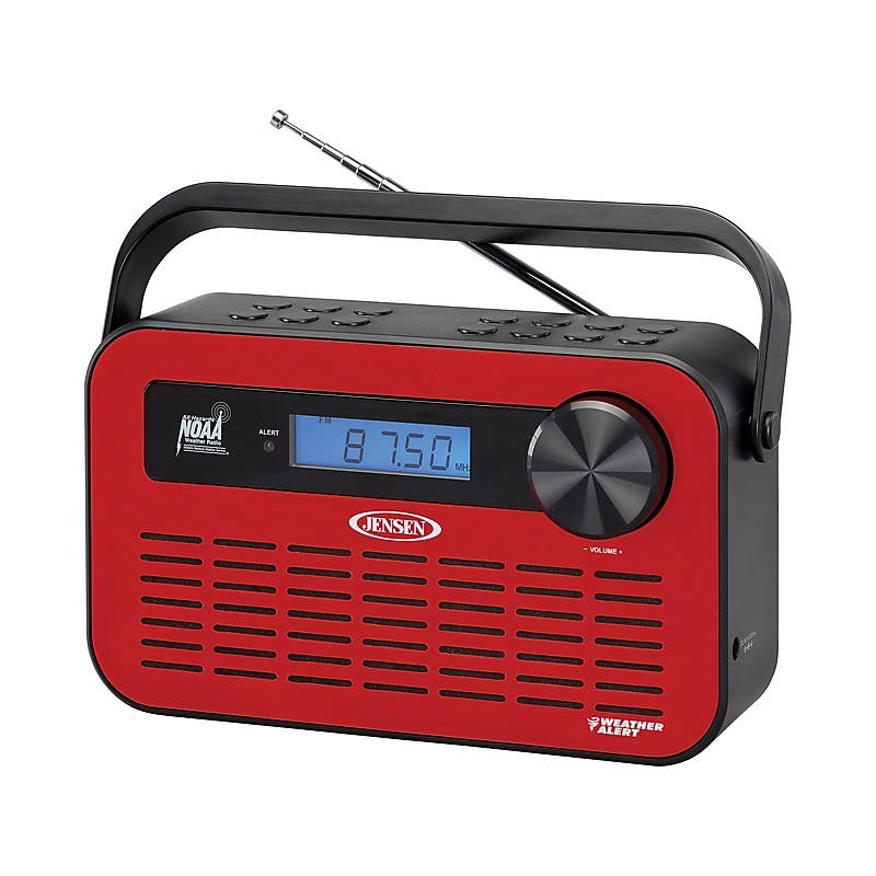 Jensen JEP-250 AM/FM Weather Alert Radio, Red/Black (JEP-250) image 1