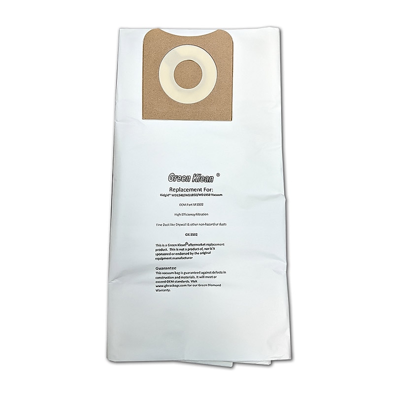 Green Klean® Replacement Vacuum Bags, Fits Ridgid 14-16 gallon High Efficiency WD 1450/1850/1950, 2/pk image 1