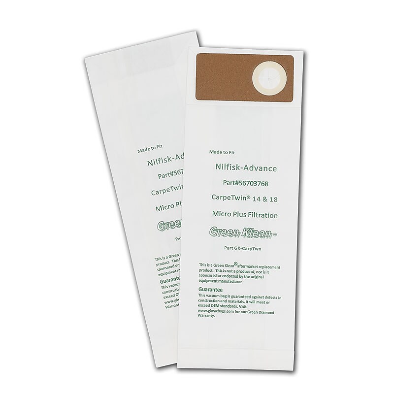 Green Klean Replacement Vacuum Bags, White, 10/Pack (GK-CARPTWN-P) image 1