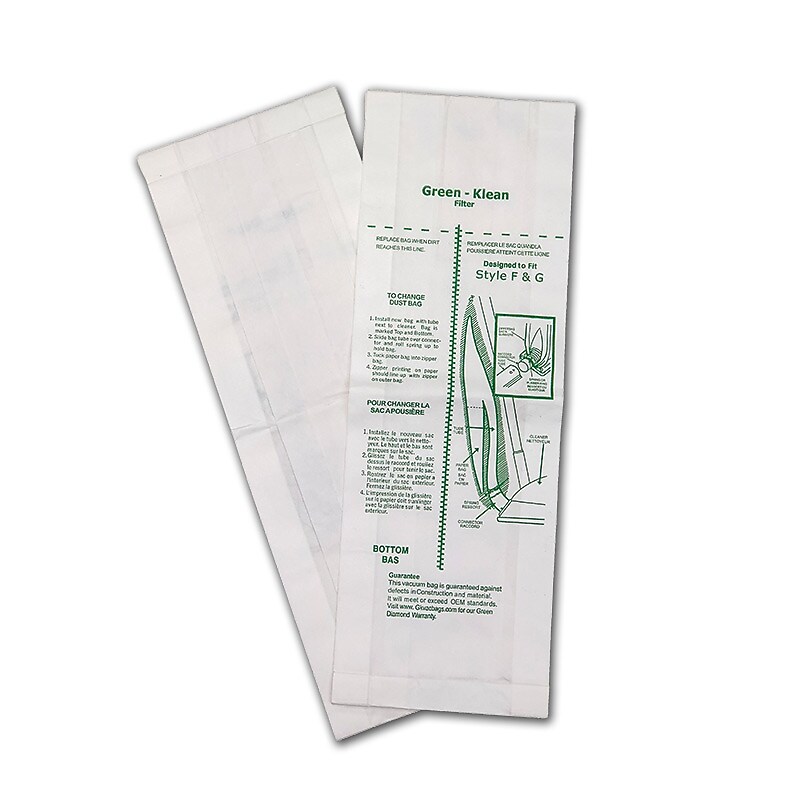 Green Klean® Repl Bags Fit Eureka 200, 600, 1400, 1900, 2000, 4000, 5000, Clarke Reliavac & others using type F&G bags, 3/pk image 1