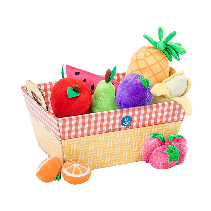 Educational Insights Plush Fruit Basket, 0.85" x 7.5" x 4.65", Multicolor (3685) image 1