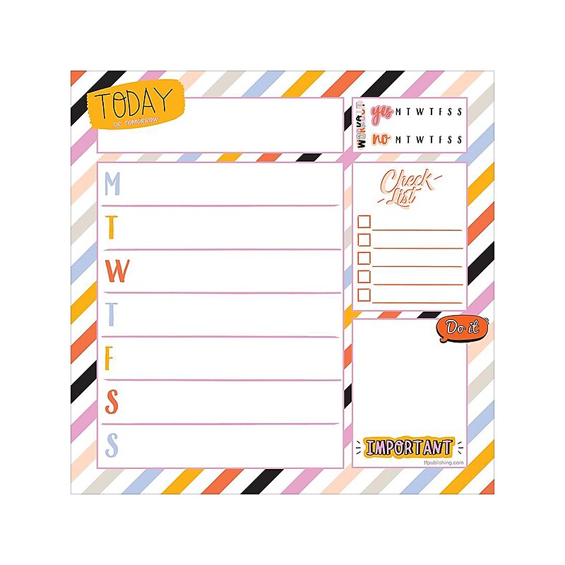 TF Publishing Super Stripe Memo Desk Pad, 7.75" x 7.75", Multicolor, 26 Sheets/Pad (99-5942) image 1