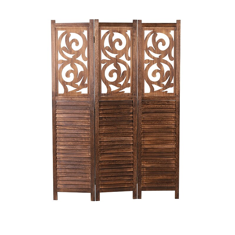 Freestanding Panel System Divider, 66.93"H x 2.28"W, Dark Brown Wood (9810265C) image 1