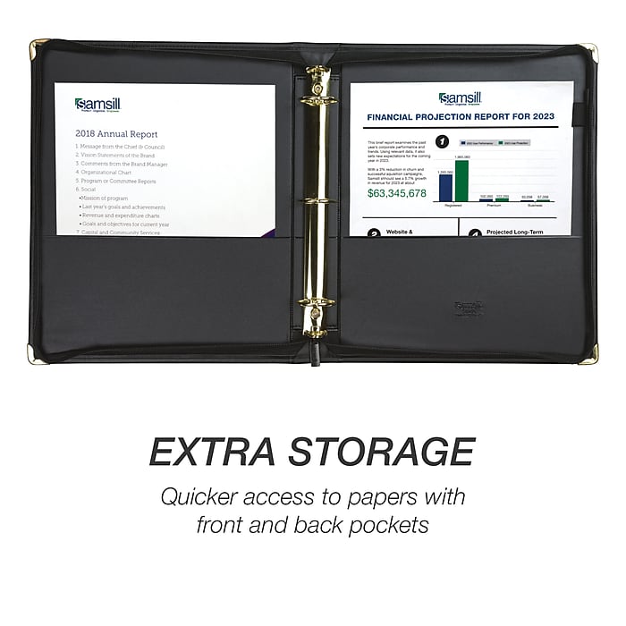Samsill Classic Collection Vinyl Padfolio, Black (15250) | Staples