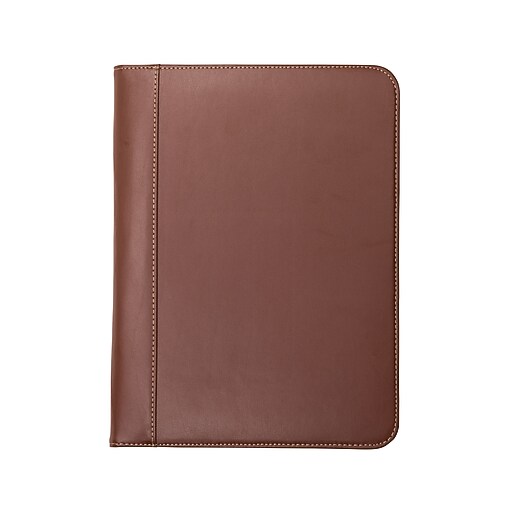 Samsill Contrast Stitch Leather Padfolio, Tan (SAM71716) Staples