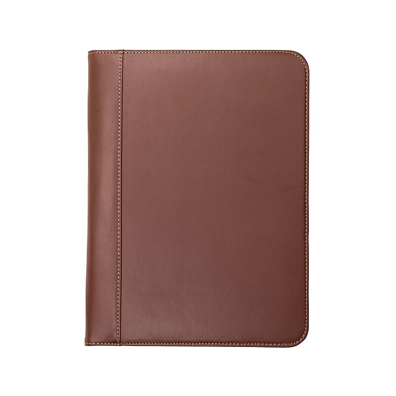 Samsill Contrast Stitch Leather Padfolio, Tan (SAM71716) image 1