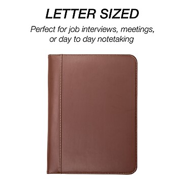 Samsill® Leather Contrast Stitch Padfolio, Tan (SAM71716)