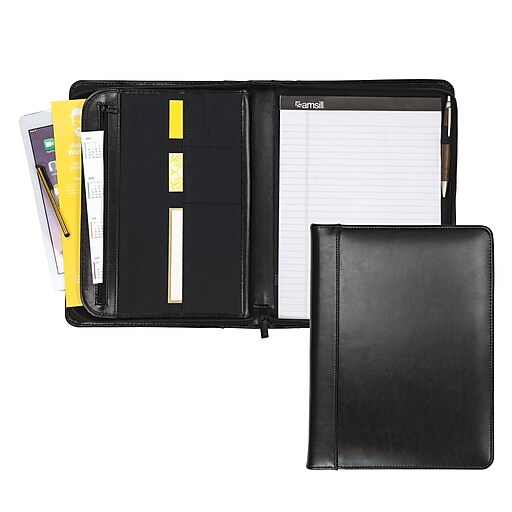 Samsill Regal Leather Zippered Padfolio, Black (70730) at Staples