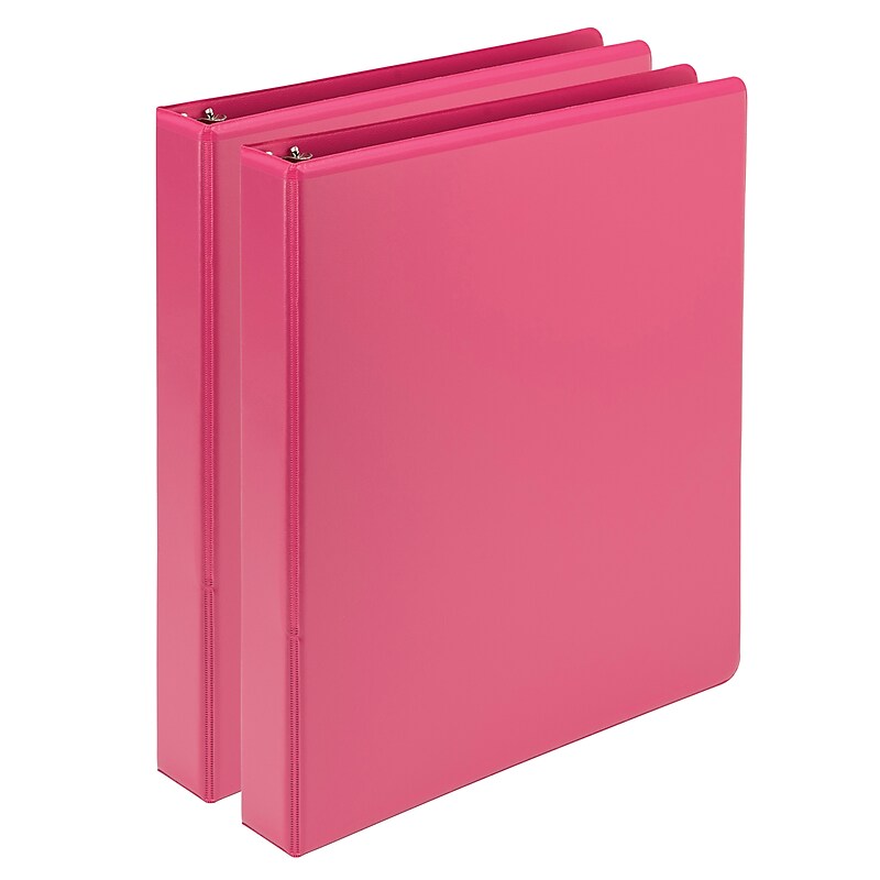 Samsill Fashion Colors 1" View Binders, 3-Ring , Made in USA, Pink, 2/Pack (U86376) image 1