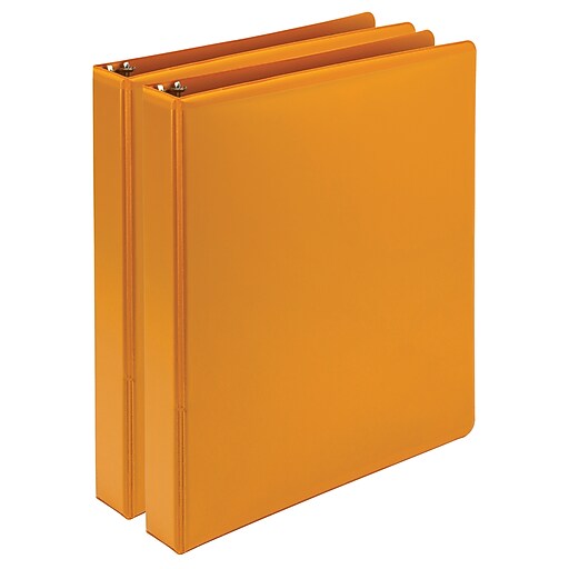 Samsill Fashion 1" 3Ring View Binders, Coral Orange, 2/Pack (U86373