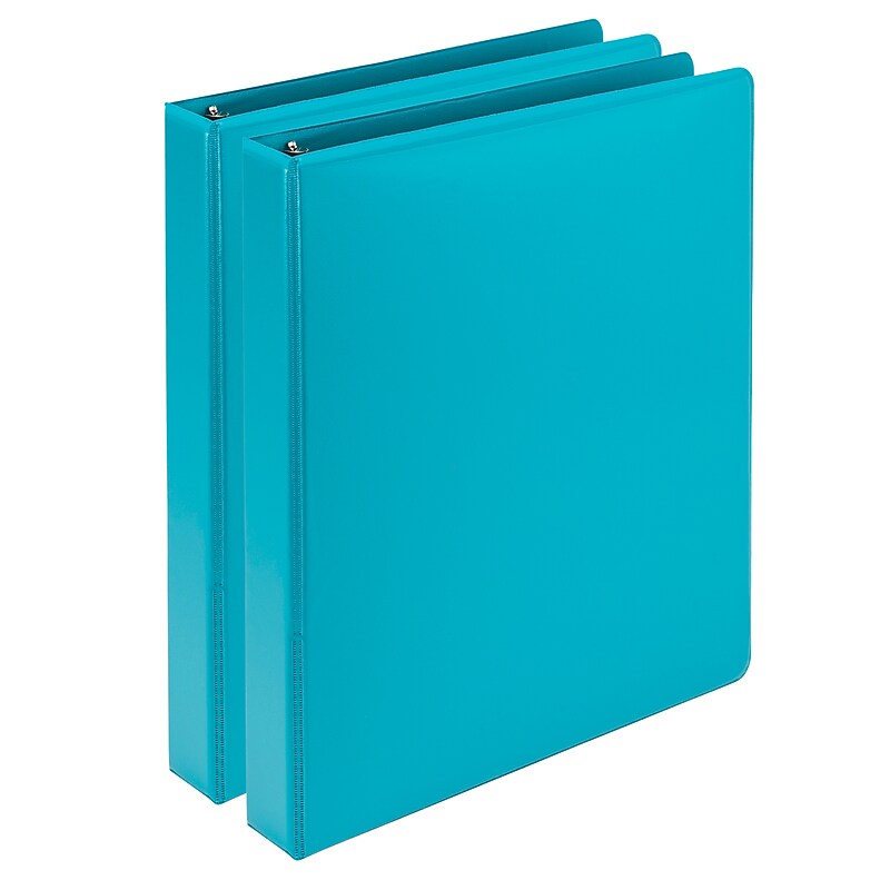 Samsill Fashion Colors 1"  View Binders, 3-Ring, Made in USA, Teal, 2/Pack (U86377) image 1