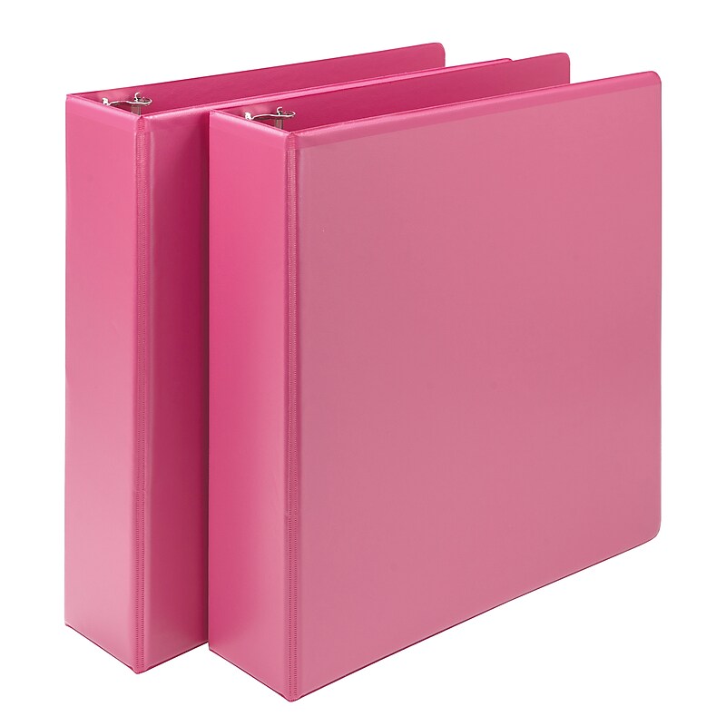 Samsill Earth's Choice Plant-Based Durable 2" View Binders, 3-Ring , Made in USA, Pink Berry, 2/Pack (SAMU86676) image 1