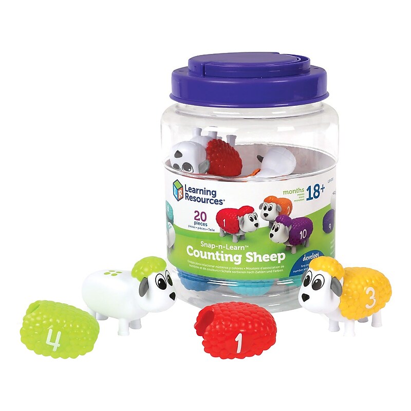 Learning Resources Snap-n-Learn Counting Sheep, 5.4" x 4.5" x 0.85", Assorted Colors (LER6712) image 1