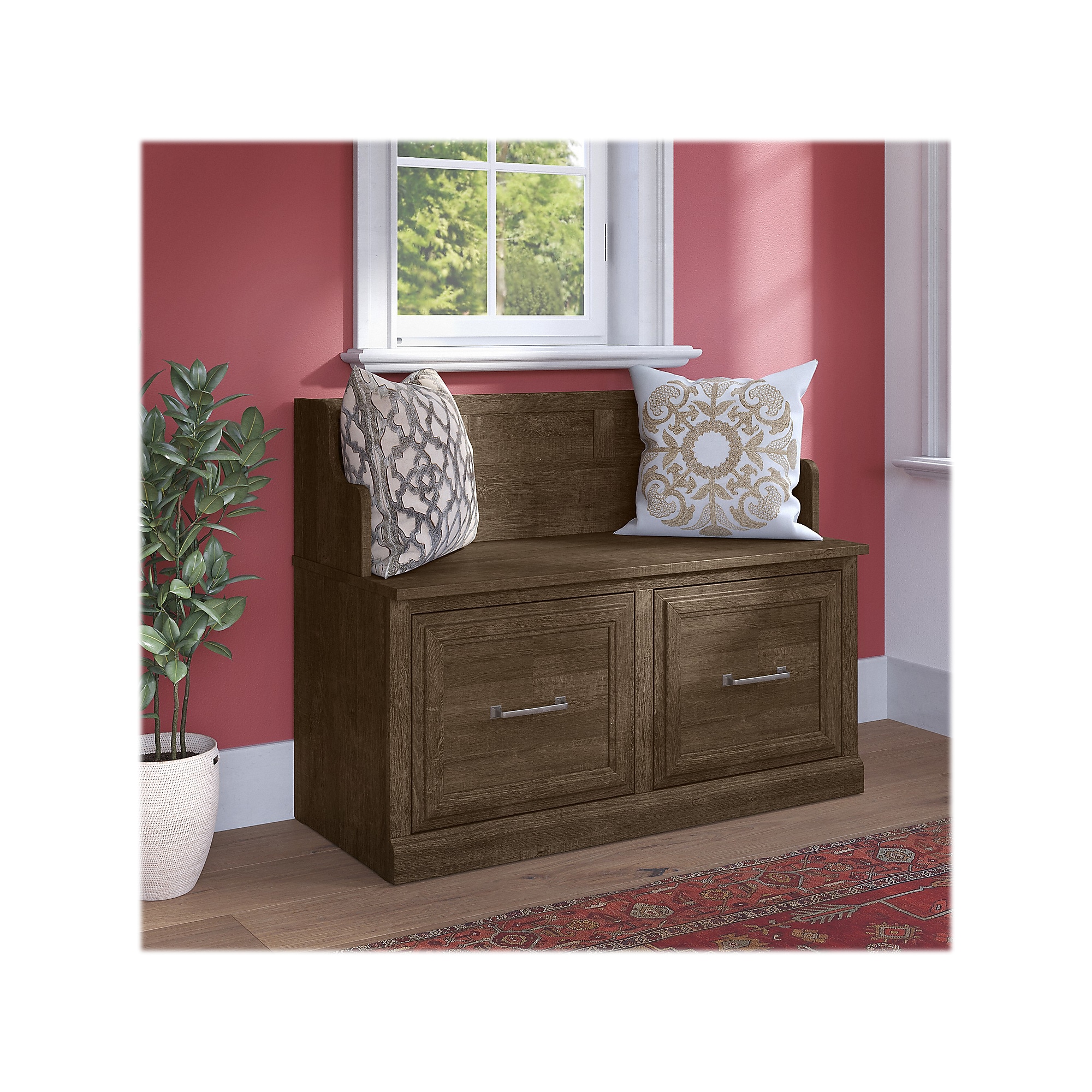 Bush Furniture Woodland 40W Entryway Bench with Doors, Ash Brown (WDL005ABR) Sansujyuku sansujyuku.com