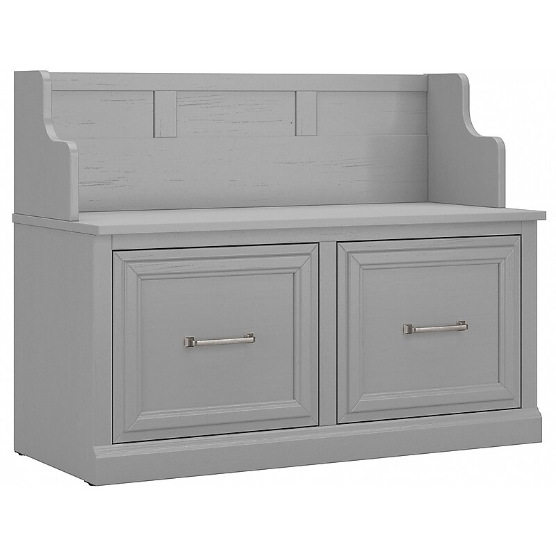 Bush Furniture Woodland 40W Entryway Bench with Doors, Cape Cod Gray (WDL005CG) image 1