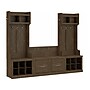Bush Furniture Woodland Entryway Storage Set with Hall Trees and Shoe Bench with Doors, Ash Brown (WDL011ABR)~#|#~sp117517698_sc7