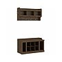 Bush Furniture Woodland 40W Shoe Storage Bench with Shelves and Wall Mounted Coat Rack, Ash Brown (WDL004ABR)~#|#~sp117517715_sc7