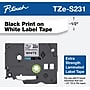 Brother P-touch TZe-S231 Laminated Extra Strength Label Maker Tape, 1/2" x 26-2/10', Black on White (TZe-S231)~#|#~sp117588944_sc7