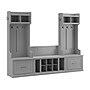 Bush Furniture Woodland Entryway Storage Set with Hall Trees and Shoe Bench with Drawers, Cape Cod Gray (WDL012CG)~#|#~sp117593090_sc7