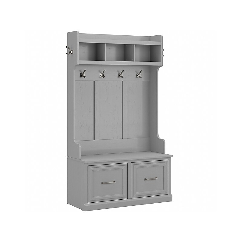 Bush Furniture Woodland 40W Hall Tree and Shoe Storage Bench with Doors, Cape Cod Gray (WDL001CG) image 1