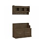 Bush Furniture Woodland 40W Entryway Bench with Doors and Wall Mounted Coat Rack, Ash Brown (WDL009ABR)~#|#~sp117593618_sc7