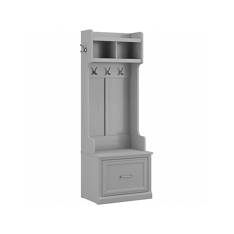 Bush Furniture Woodland 24W Hall Tree and Small Shoe Bench with Drawer, Cape Cod Gray (WDL007CG) image 1
