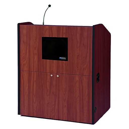 Amplivox 49"H Multimedia Smart Podium Wired Sound, Mahogany Finish