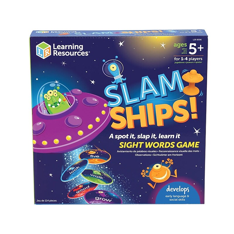 Learning Resources Slam Ships! Sight Words Game, 5.8" x 10" x 1.25", Assorted Colors (LER8596) image 1