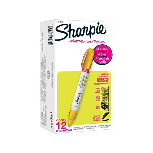 Sharpie OilBased Paint Marker, Medium Tip, Yellow, Dozen (2107619) Staples