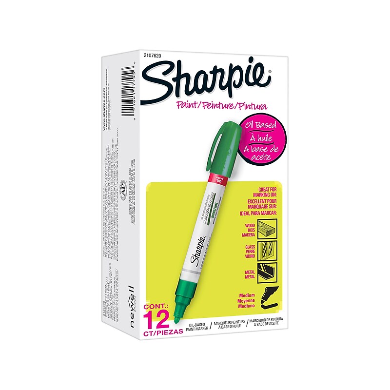 Sharpie Oil-Based Paint Marker, Medium Tip, Green, Dozen (2107620) image 1