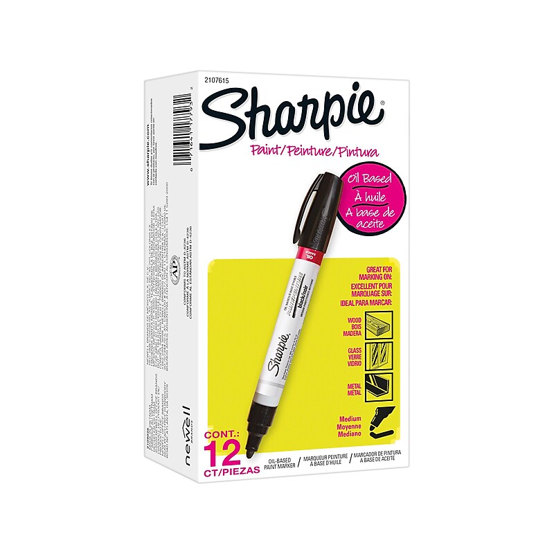 Sharpie Tank Paint Marker, Medium Tip, Black, 12/Pack (2107615) image 1