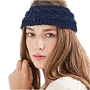 Zodaca Ladies Winter Crochet Knit Knitted Warmer Headband Hairband Headwrap Ear Band - Dark Blue