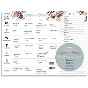 TF Publishing Floral Meal Planning Pad, 9" x 12", White, 52 Sheets/Pad, 1 Pad/Pack (99-6607)