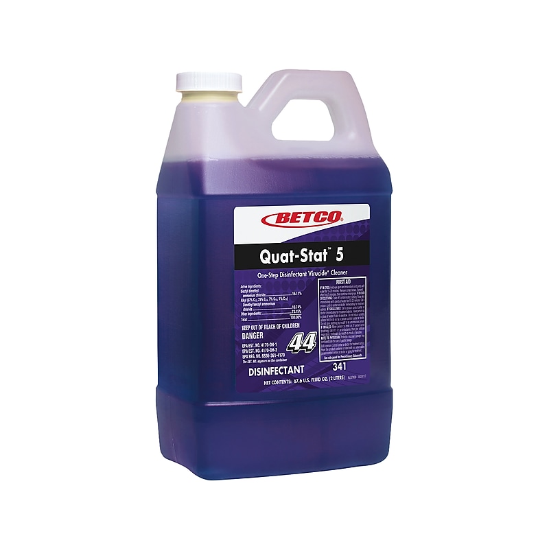 Betco Quat-Stat 5 One-Step Disinfecting Virucide Cleaner, Lavender Scent, 2L, 4/Carton (3414700) image 1