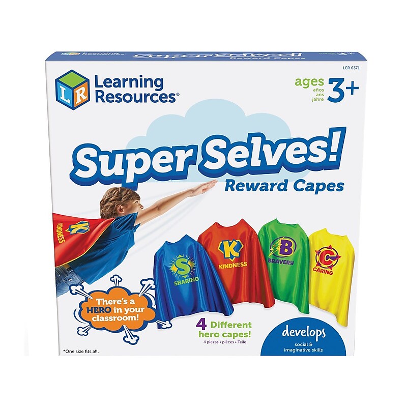 Learning Resources Super Selves! Reward Capes, Blue/Red/Green/Yellow, 4/Pack (LER6371) image 1