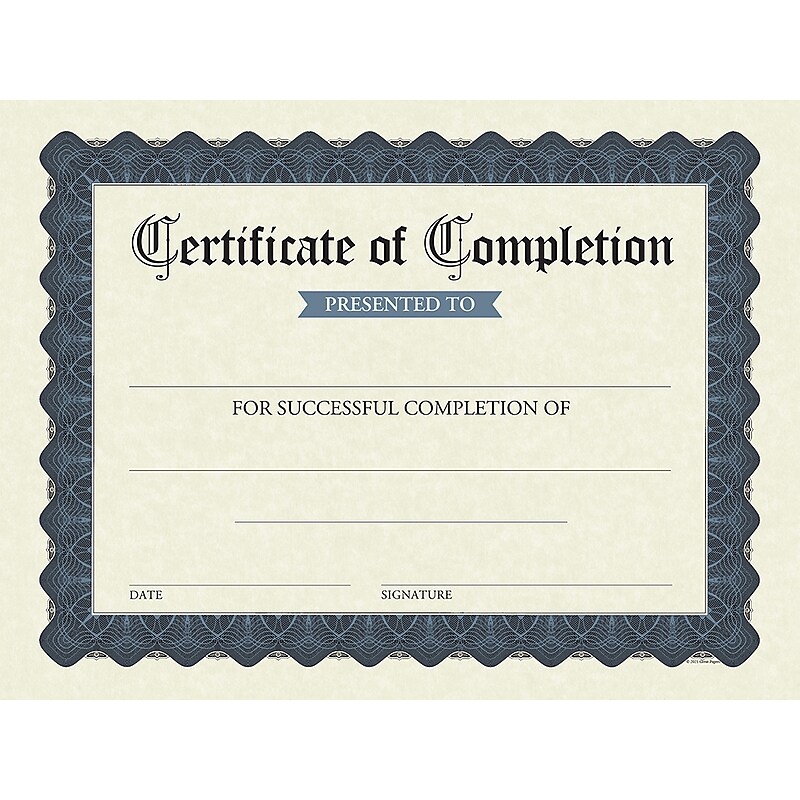 Great Papers Completion Certificates, 8.5" x 11", Stone Blue, 15/Pack (2020149) image 1