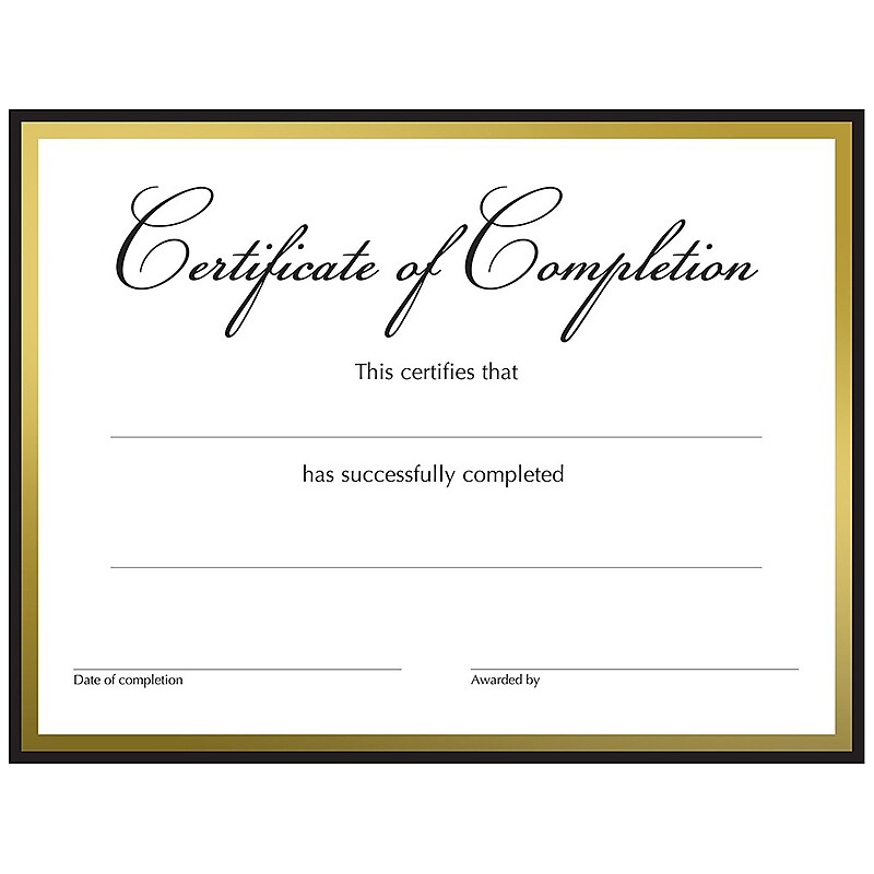 Great Papers Completion Certificates, 8.5" x 11", White/Black/Gold, 15/Pack (2020150) image 1