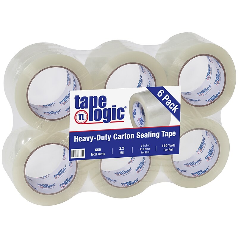 Tape Logic #220 Industrial Heavy Duty Packing Tape, 3" x 110 yds., Clear, 6/Carton (T9052206PK) image 1