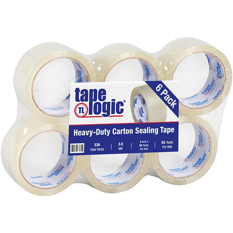 Tape Logic #350 Industrial Heavy Duty Packing Tape, 2" x 55 yds., Clear, 6/Carton (T9013506PK) image 1