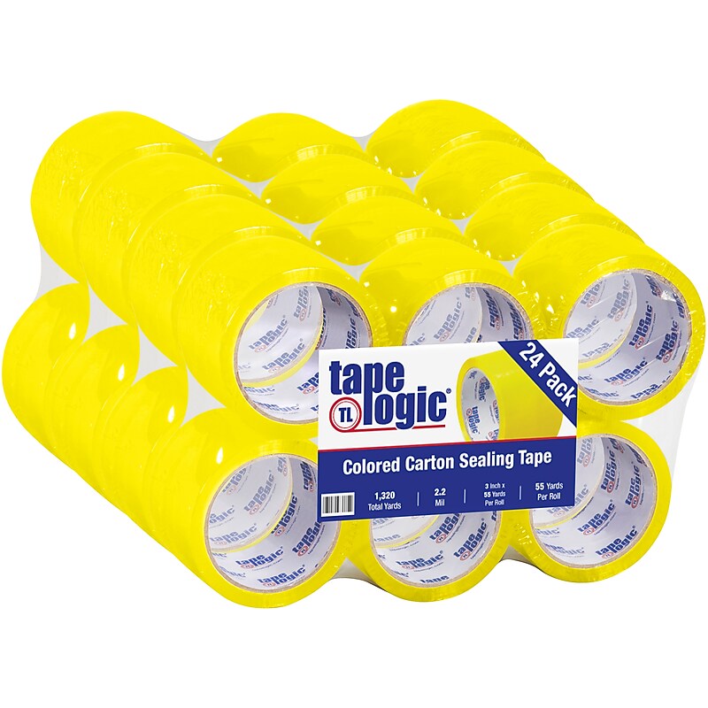 Tape Logic Colored Carton Sealing Heavy Duty Packing Tape, 3" x 55 yds., Yellow, 24/Carton (T90522Y) image 1