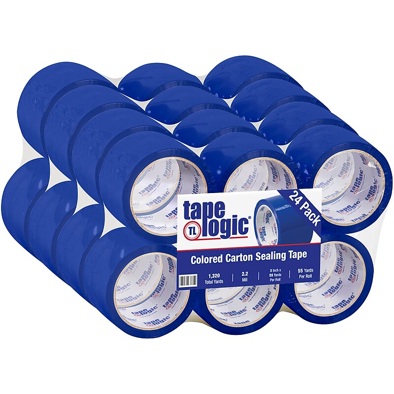 Tape Logic Colored Carton Sealing Heavy Duty Packing Tape, 3" x 55 yds., Blue, 24/Carton (T90522B) image 1