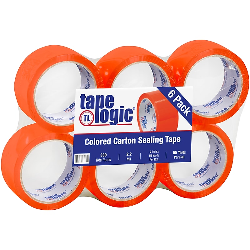 Tape Logic Colored Carton Sealing Heavy Duty Packing Tape, 2" x 55 yds., Orange, 6/Carton (T90122O6PK) image 1