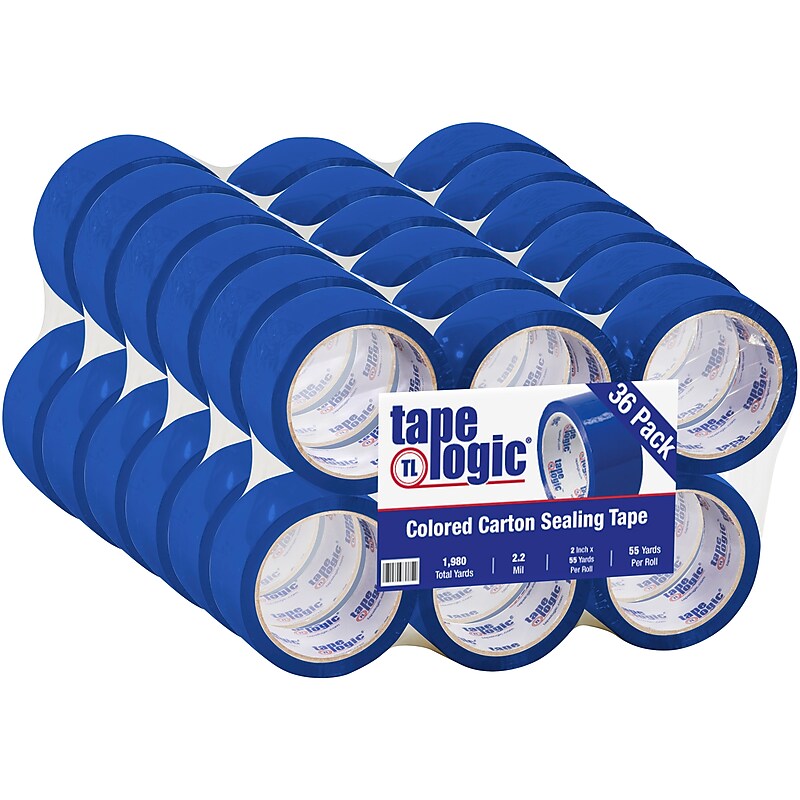 Tape Logic Colored Carton Sealing Heavy Duty Packing Tape, 2" x 55 yds., Blue, 36/Carton (T90122B) image 1